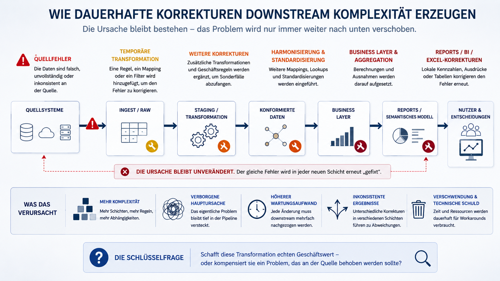 Wie dauerhafte Downstream-Korrekturen zusätzliche Komplexität und Abhängigkeiten erzeugen